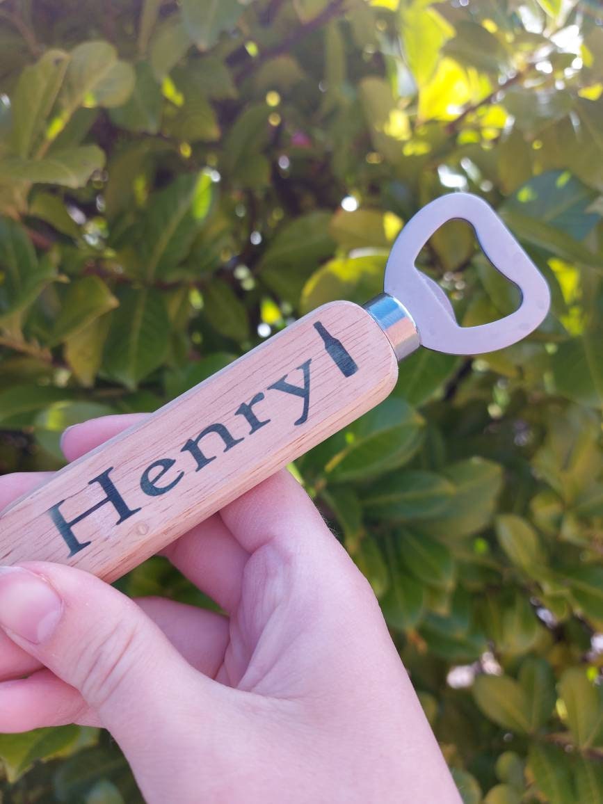 Wooden personalised bottle opener Fathers Day Birthday Wedding gifts