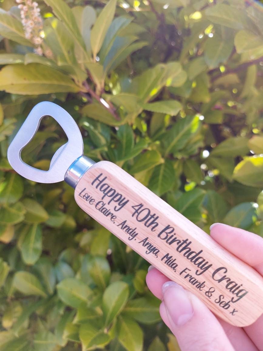 Wooden personalised bottle opener Fathers Day Birthday Wedding gifts - Image 2