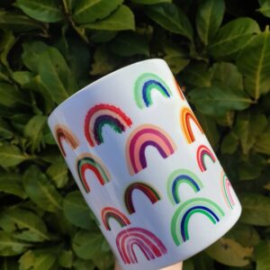 Boho Rainbow Mug Full wrap, Birthday Gift, Rainbow Lover, Thank you, NHS worker present, custom name, personalisation available