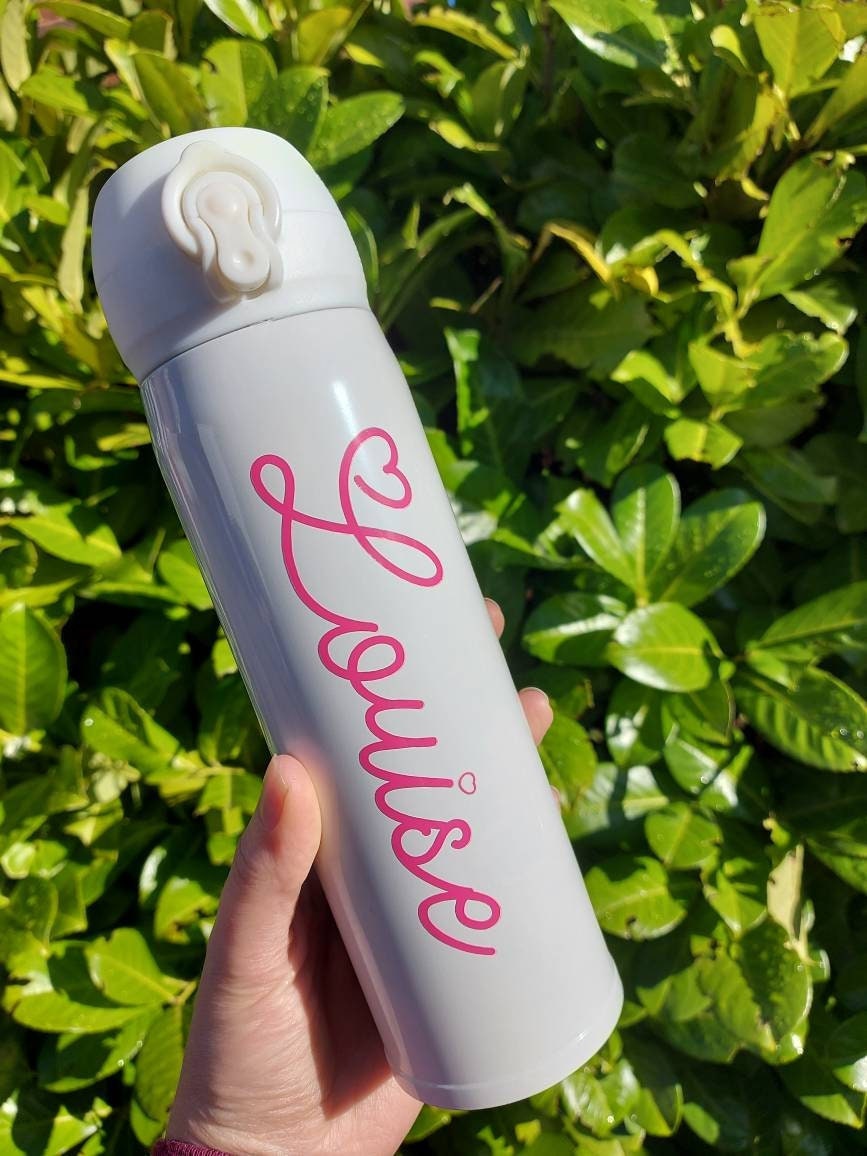 Gold Personalised Bottle. Insulated flip top flask. Hot and Cold Drinks. 400ml. - Image 3