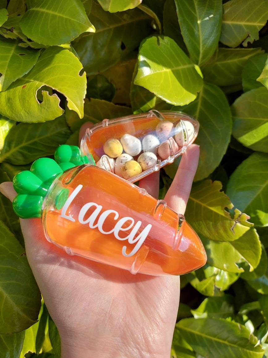 Personalised Easter Carrot, Personalised Easter Gift, Easter Egg Hunt, Chocolate & Candy container dispenser fillable, Chocolate alternative - Image 2