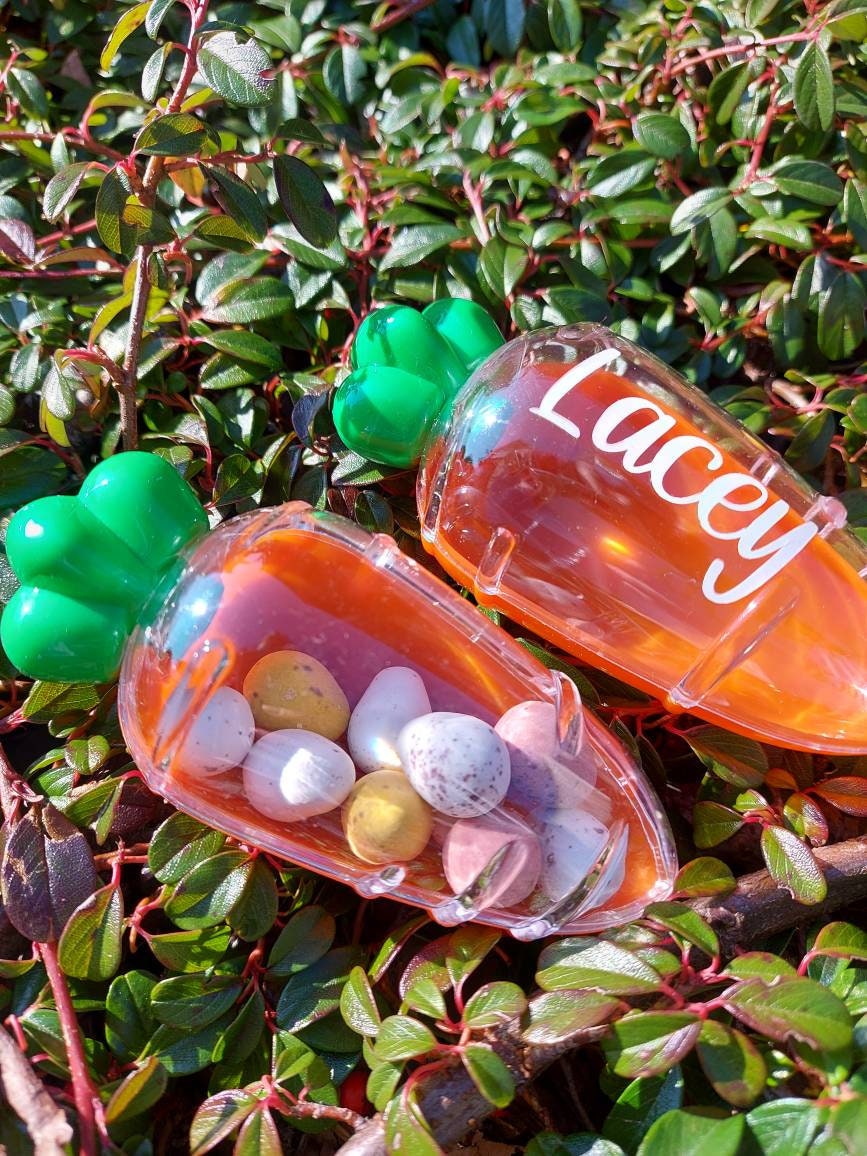 Personalised Easter Carrot, Personalised Easter Gift, Easter Egg Hunt, Chocolate & Candy container dispenser fillable, Chocolate alternative