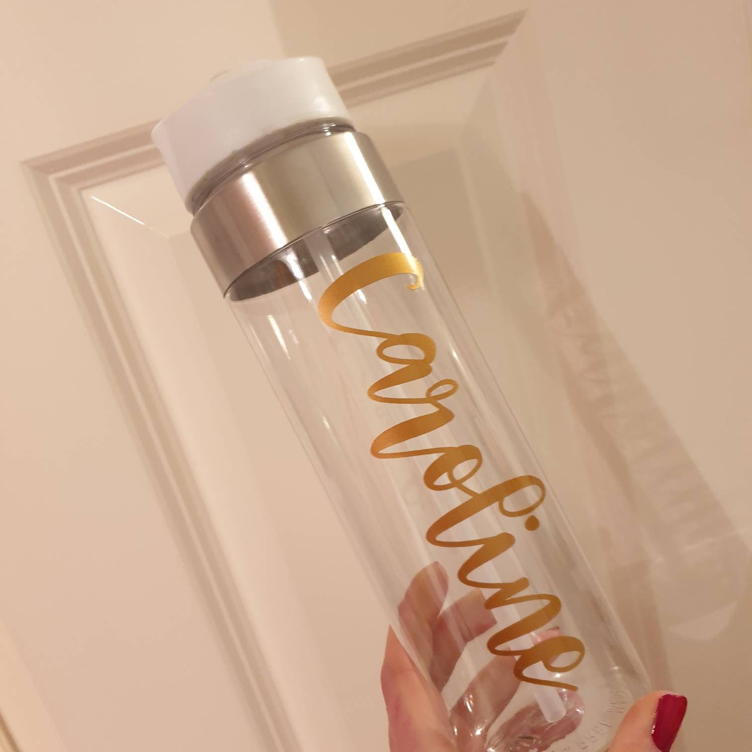 Personalised water drinks plastic bottle with straw. Tritan Bottle, Water Tracker Bottle, Back to School, Birthday Gift, Teacher Present - Image 4
