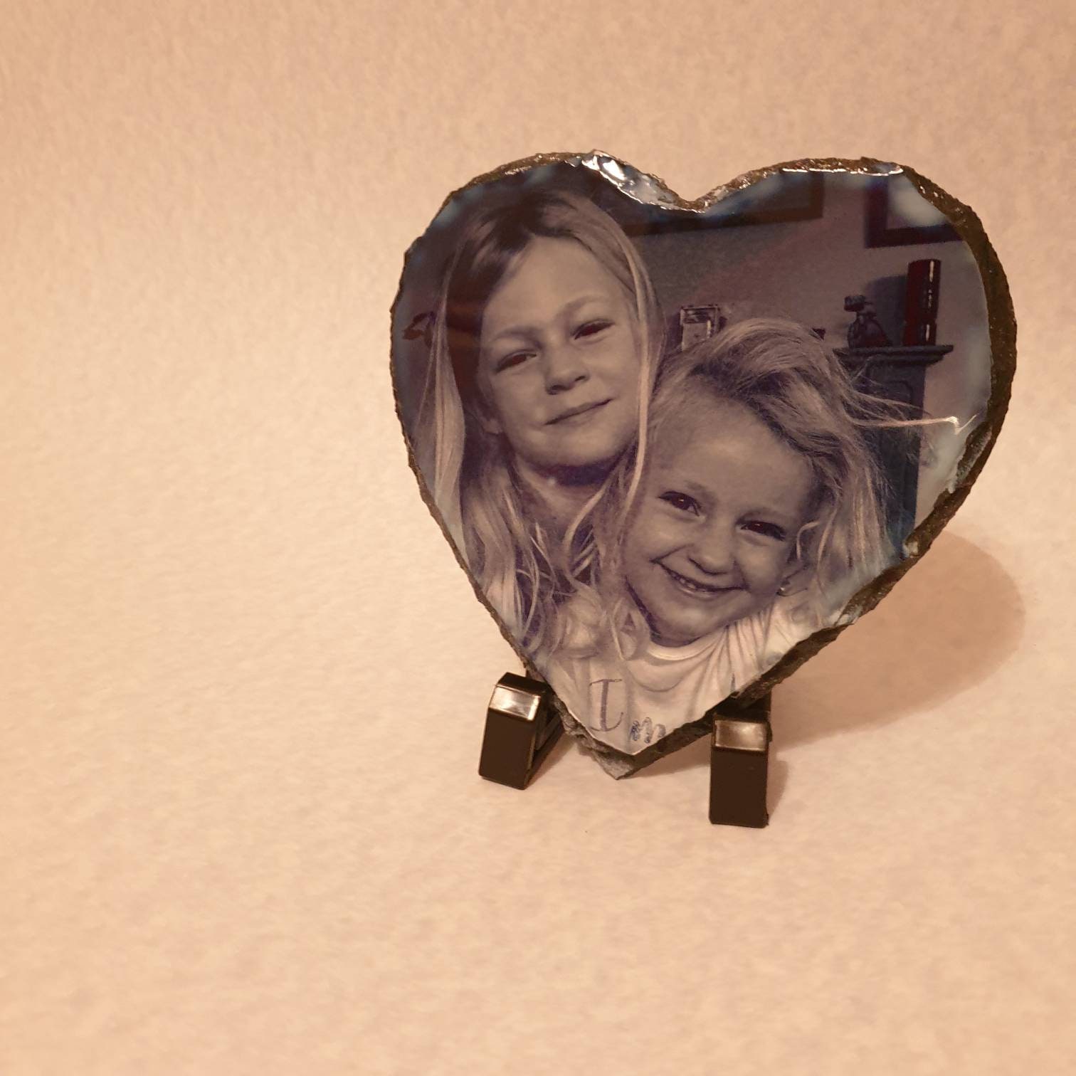 Personalised Photo rock slate, upload photo, heart image frame, printed rectangle slate, photo gift, anniversary gifts, Stand included - Image 6