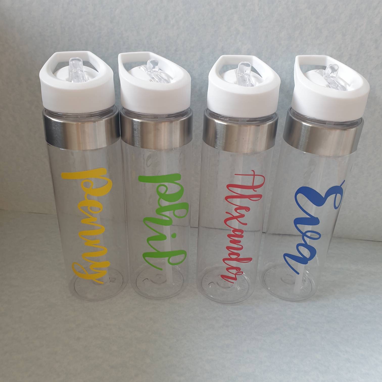 Personalised water drinks plastic bottle with straw. Tritan Bottle, Water Tracker Bottle, Back to School, Birthday Gift, Teacher Present - Image 2
