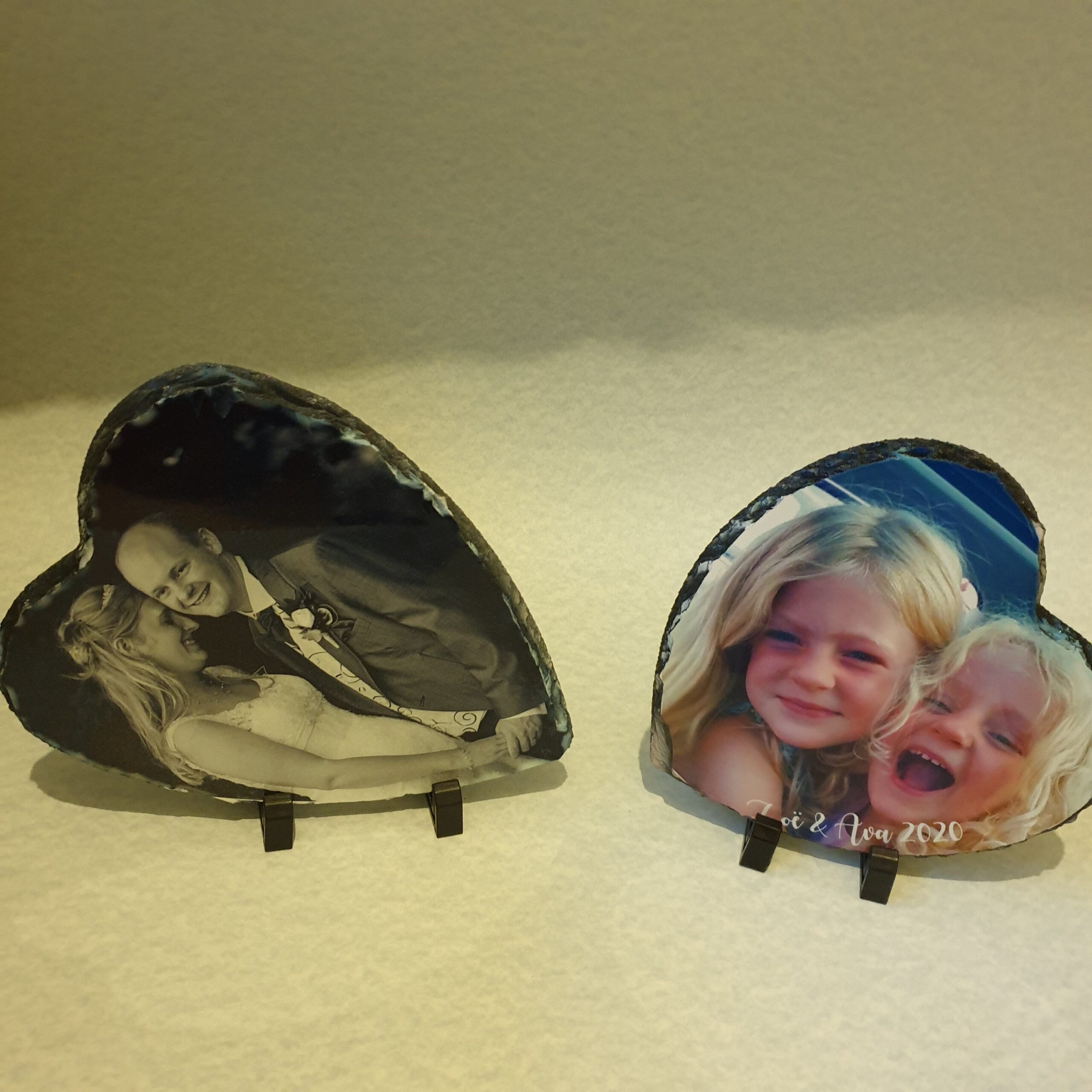 Personalised Photo rock slate, upload photo, heart image frame, printed rectangle slate, photo gift, anniversary gifts, Stand included - Image 4