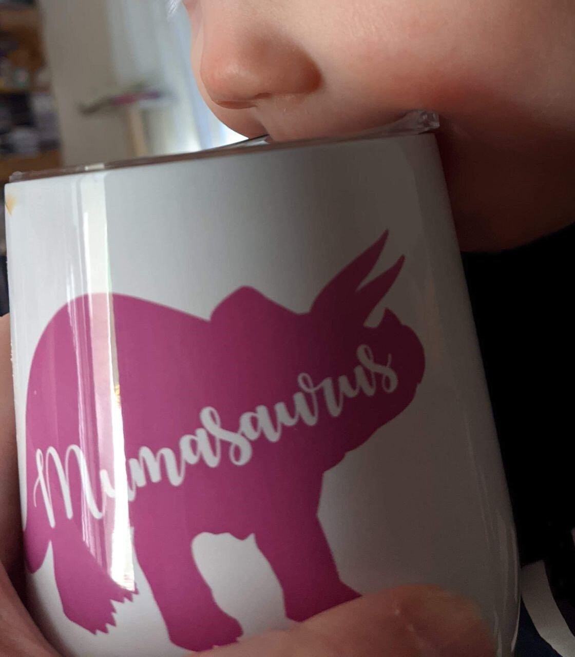 Mum, Dad Dinosaur Insulated 12oz travel mug, coffee mug, stemless wine tumbler, Mom gift, Dinosaur lover, Mumasaurus, Fathers Day gift. - Image 2