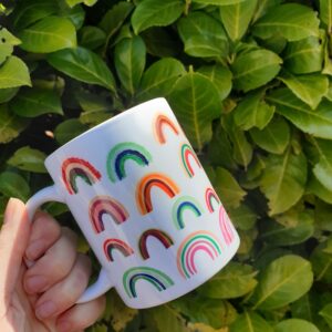 Boho Rainbow Mug Full wrap, Birthday Gift, Rainbow Lover, Thank you, NHS worker present, custom name, personalisation available