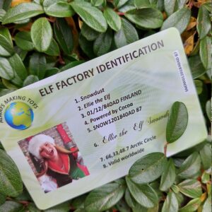 Chief Elf Lost ID card, Elf Factory Identification Badge, visiting Christmas Elf antics children novelty, fun, keepsake