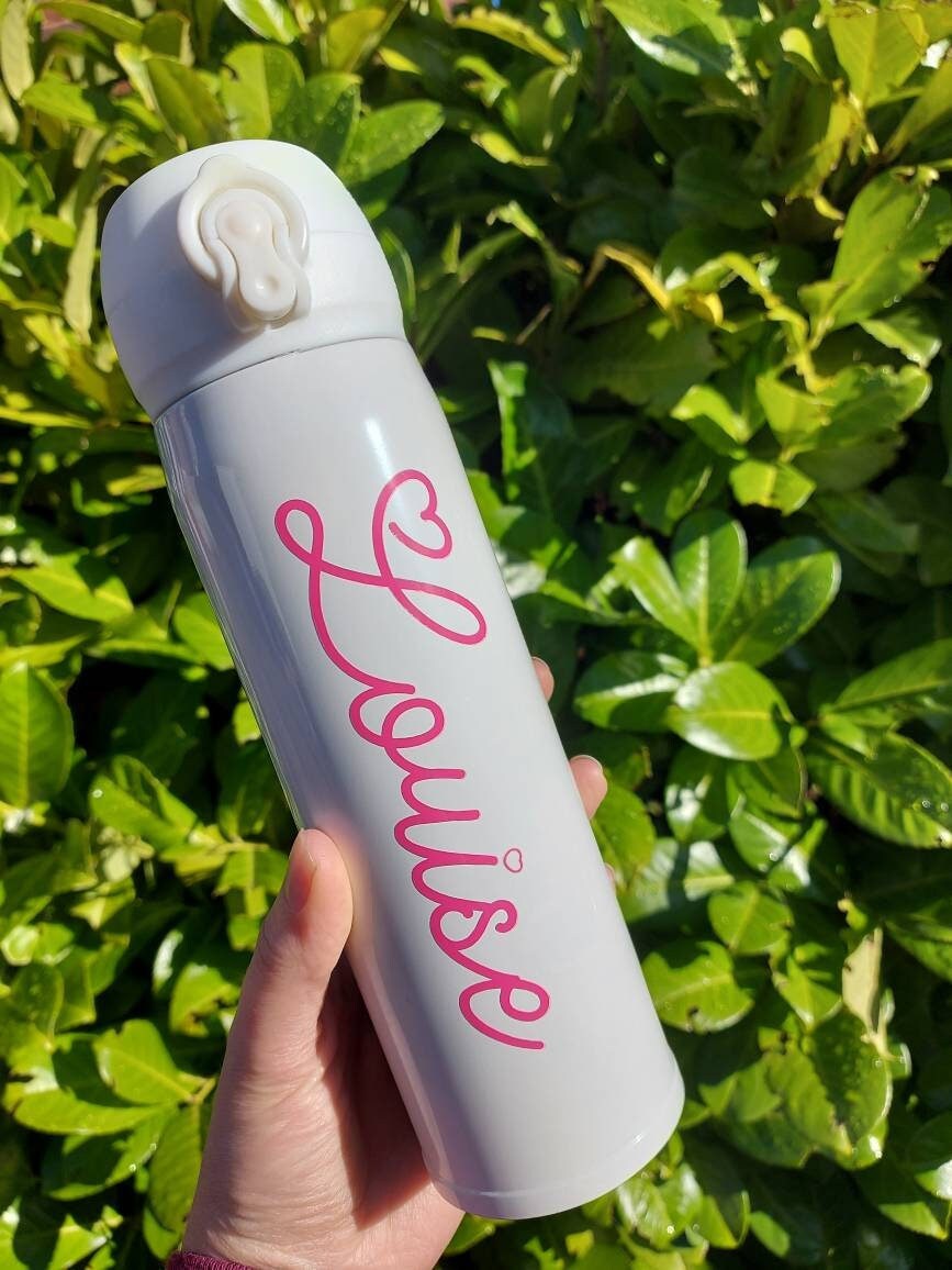 Gold Personalised Bottle. Insulated flip top flask. Hot and Cold Drinks. 400ml. - Image 4