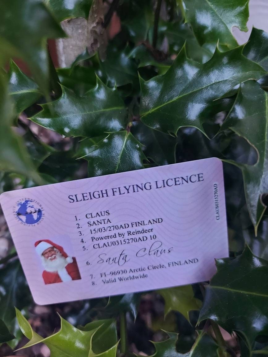 Santa Claus Lost ID card, Santas Driving License ,Father Christmas sleigh flying licence, Xmas Eve children novelty, fun, keepsake