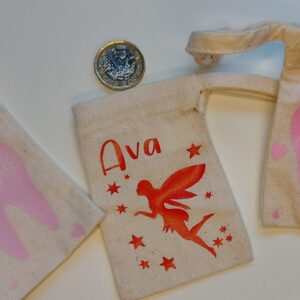 Personalised lost Tooth fairy Bag, under childs pillow, loose teeth, small pouch, First Tooth, Tooth Mouse, 100% cotton drawstring bag