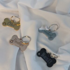 Stainless Steel Premium Dog Paw Bone Dog Tag ID, Pet, New Puppy, Laser Engraved, Customised, Gold, Silver, Rose Gold, Black
