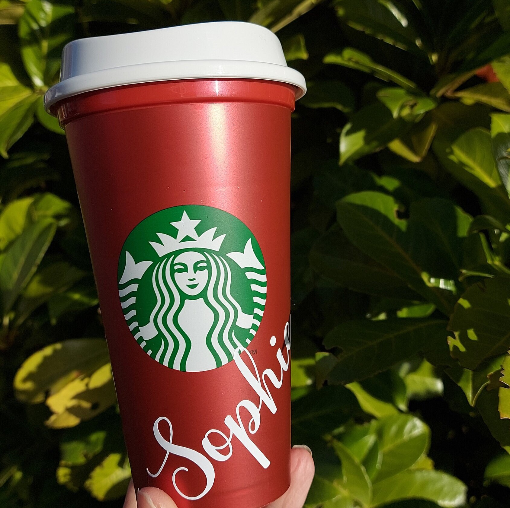 Starbucks Christmas Holiday Coffee Metallic Red shimmer Cup personalised, Xmas travel mug, stocking gift, Limited Edition 2023 - Image 2