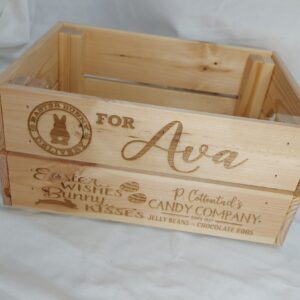 Wooden Easter Crate, Personalised for, Easter Bunny Delivery, Candy Company engraved pine, Seasonal Gift, children, gift for grandchildren