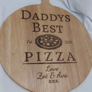 Personalised Wooden Pizza Board, customised chopping cutting serving paddle, Dads Kitchen, Fathers Day present, Grandad gift, Best Pizzeria