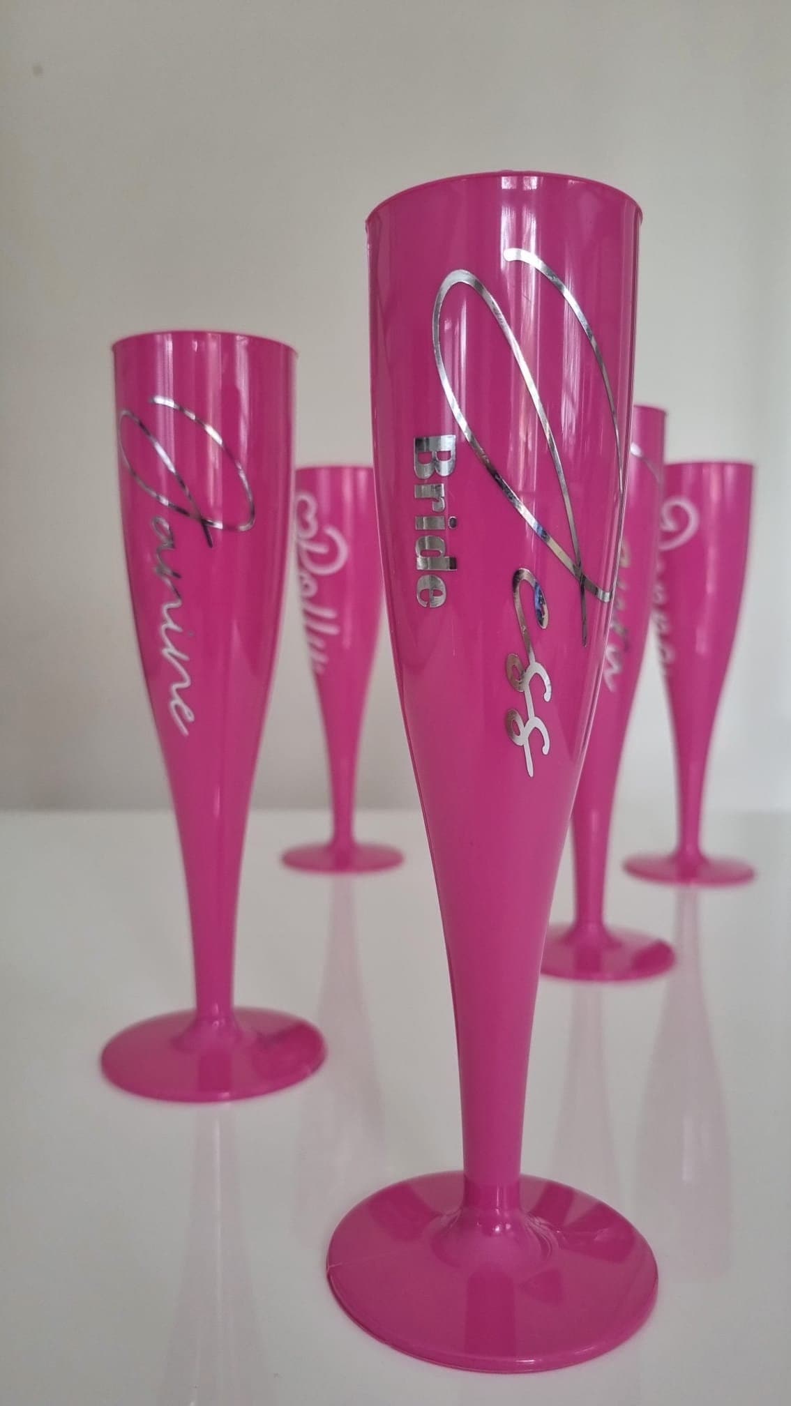 Personalised Prosecco Plastic Glass, Hot Pink Champagne Flute, 175ml, Bride, Bridesmaid, Hen Do, Party Decor, Wedding Favours, Baby Shower - Image 4