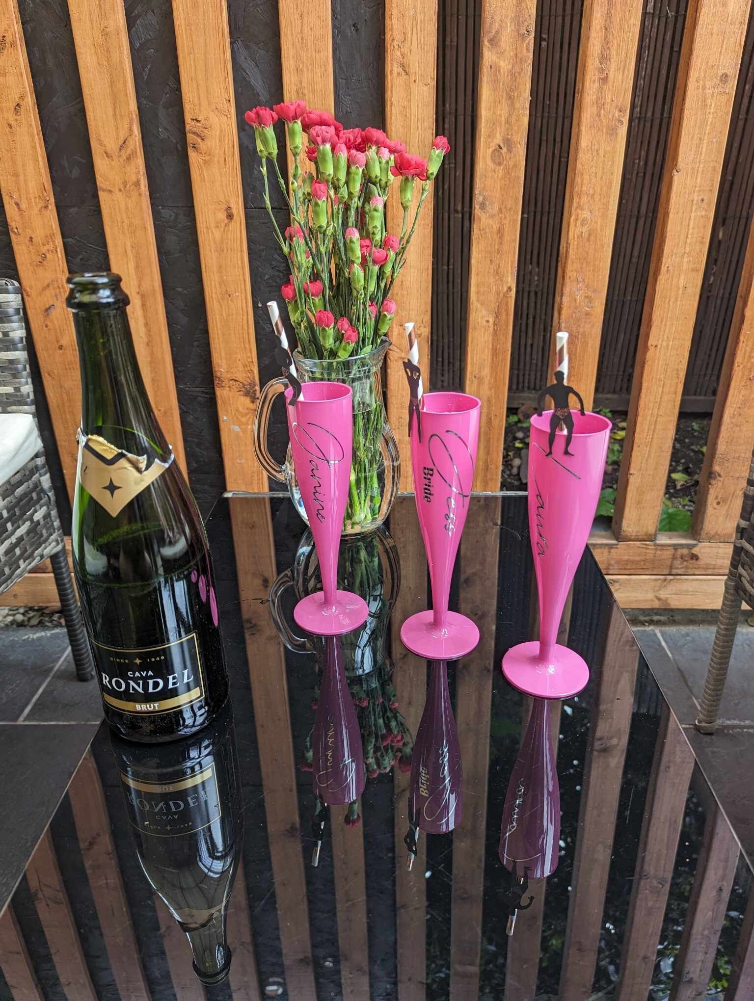 Personalised Prosecco Plastic Glass, Hot Pink Champagne Flute, 175ml, Bride, Bridesmaid, Hen Do, Party Decor, Wedding Favours, Baby Shower - Image 5