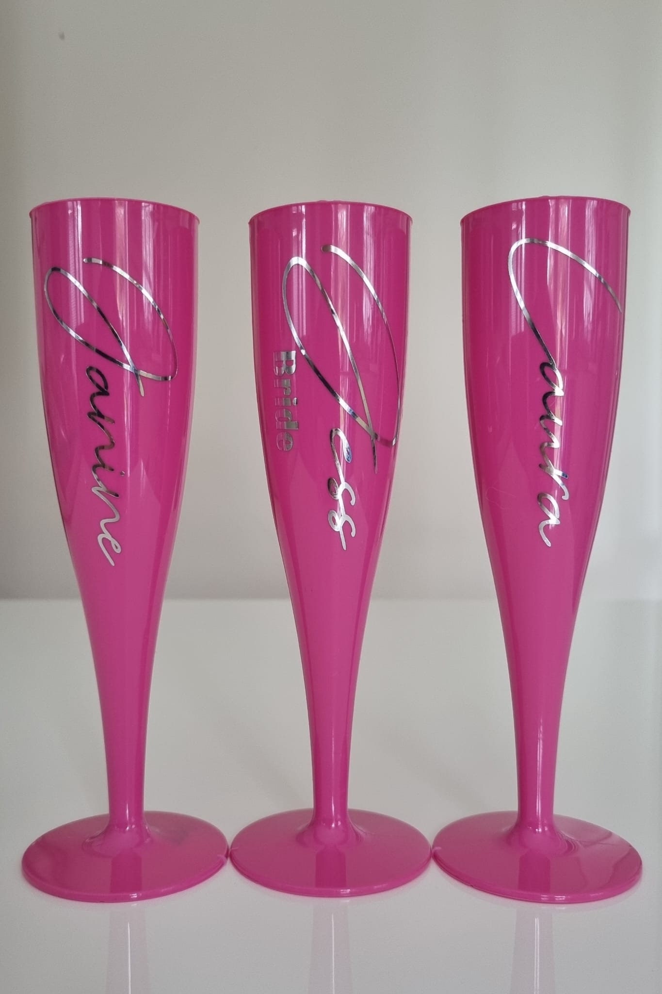 Personalised Prosecco Plastic Glass, Hot Pink Champagne Flute, 175ml, Bride, Bridesmaid, Hen Do, Party Decor, Wedding Favours, Baby Shower - Image 3