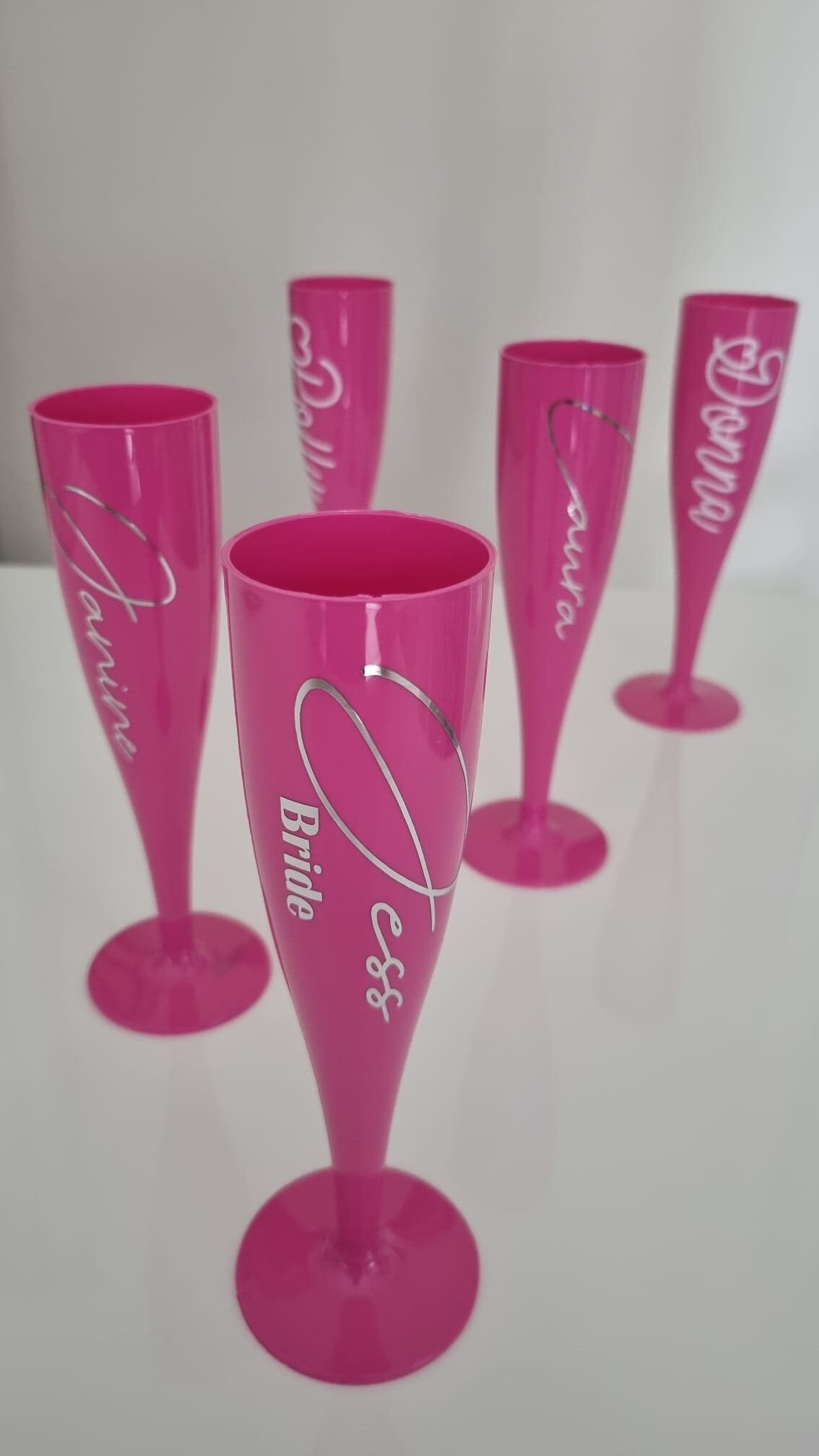 Personalised Prosecco Plastic Glass, Hot Pink Champagne Flute, 175ml, Bride, Bridesmaid, Hen Do, Party Decor, Wedding Favours, Baby Shower - Image 2