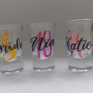 Personalised Shot Glasses, Birthday, Bridesmaid, Bride, Wedding Roles, Bachelorette Party, Stag, Hen Do, Girls Night, Gifts, Drinking Favour