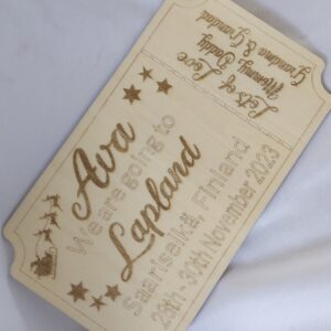 Lapland visit, Disney reveal, Travel Announcement, Personalised Gift voucher, Wooden Ticket, Surprise Trip, Christmas Gift, Magical keepsake