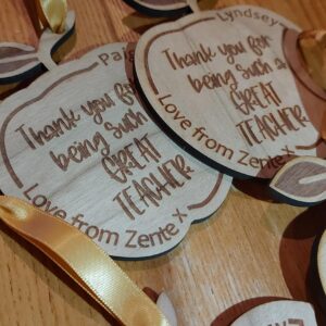 Personalised Teacher Gift, Custom Apple Wooden Plaque Bauble/Keyring, End of Term Appreciation, Thank You Teacher Keepsake, Classroom Decor