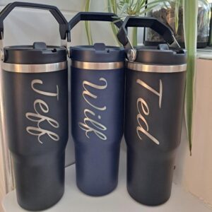 Personalised Engraved large 30oz insulated tumbler with lid handle, cold drinks, Gift for all, 850ml  water bottle Back to school leakproof